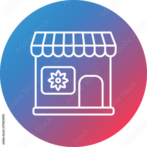 Flower Shop Line Gradient Circle Background Icon