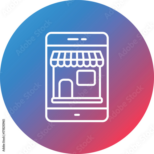 Electronics Shop Line Gradient Circle Background Icon