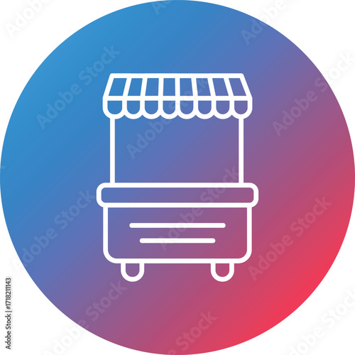 Street Market Line Gradient Circle Background Icon