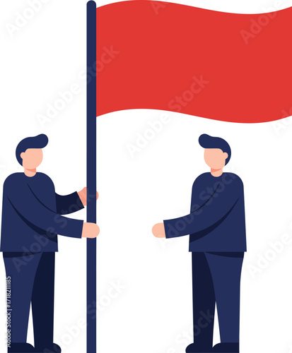 Vector art of people holding flag, demonstrating support and solidarity