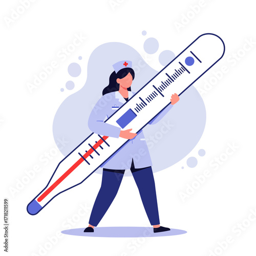 Running Nurse with Medical Cross Sign.
