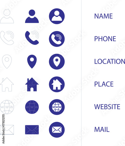 Contact Information Icons Name Phone Location Place Website and Mail