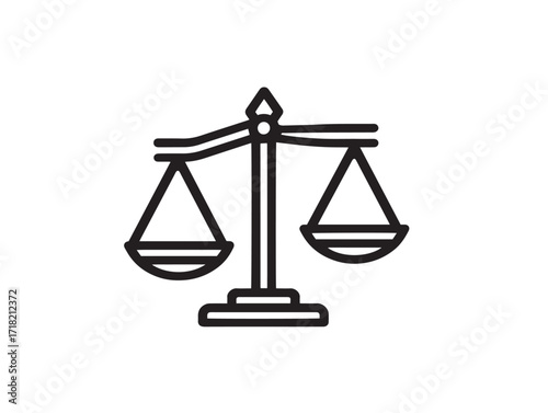 Elegant vector balance scale icon line art design illustration