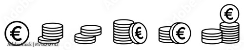coins outline euro currency vector icon