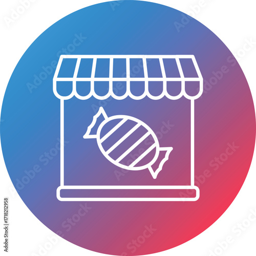 Candy Shop Line Gradient Circle Background Icon
