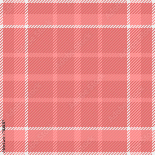 Birthday plaid background tartan, 40s check textile pattern. Fold fabric seamless vector texture in red and white colors.