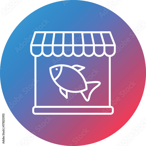 Fish Shop Line Gradient Circle Background Icon