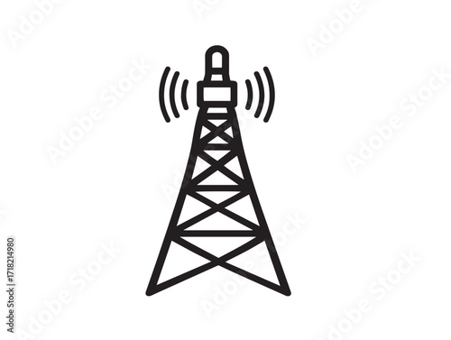 Detailed vector artwork broadcast tower interface minimal symbol design