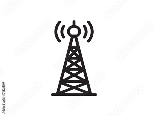 Professional communication broadcast tower icon clean line art illustration