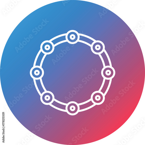 Tambourine Line Gradient Circle Background Icon