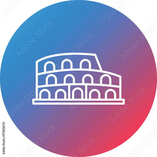 Colosseum Line Gradient Circle Background Icon