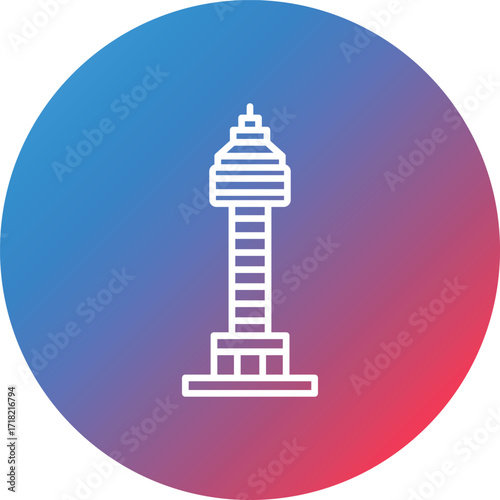 Trajans Column Line Gradient Circle Background Icon