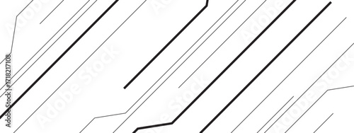 Minimalist abstract background featuring thin black and gray diagonal lines on a clean white surface. Circuit-like connections, creating a modern, futuristic, and tech-inspired pattern.