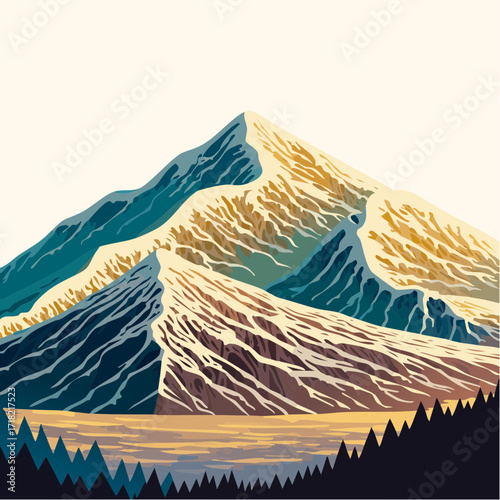 dreamy wax mountain dawn with layered gradients and parallax depth