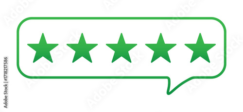 Bubble rating five green stars for best excellent services rating for satisfaction.5 star for quality customer rating feedback concept from client employee, product review, 5 green stars vector EPS 10