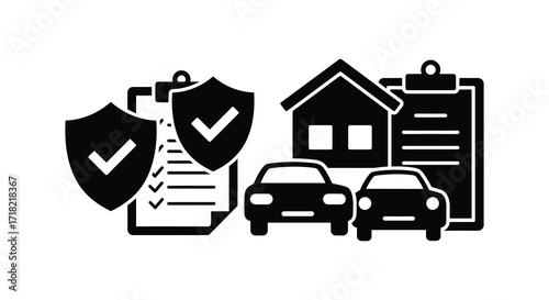 Home auto and property insurance coverage concepts depicted in a graphic