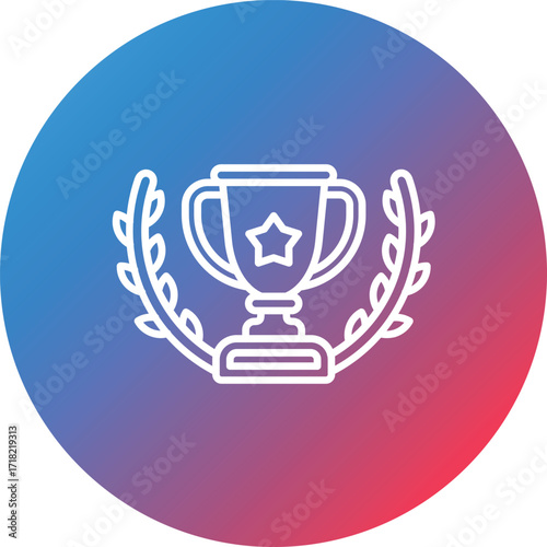 Winner Line Gradient Circle Background Icon