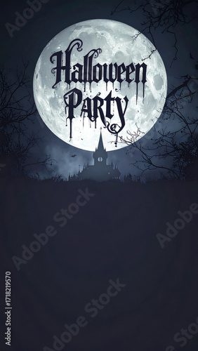 Surreal Gothic Halloween Party Poster with Elegant Typography and Ample Copy Space