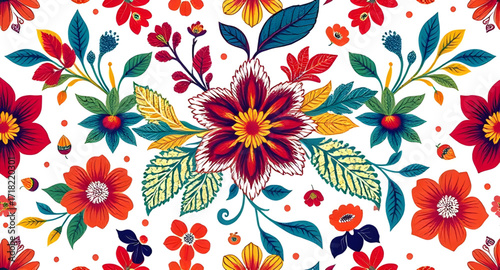 Elegant pattern vector, Repeating blossom fabric, Botanical decor illustration, Creative flower print, Nature textile design, Ornate floral vector, Stylish seamless background, Colorful botanical art,