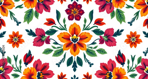 Continuous decorative design, Floral surface artwork, Elegant pattern vector, Repeating blossom fabric, Botanical decor illustration, Creative flower print, Nature textile design, Ornate floral vector