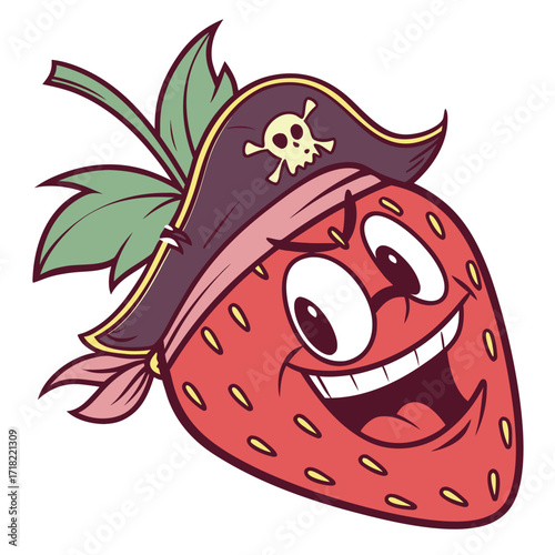 Happy strawberry pirate with hat