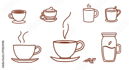 coffee cup line art, coffee line drawing, minimalist coffee icon, coffee mug outline, tea cup line art, hot drink icon, caffeine symbol, barista design, espresso cup, cappuccino line art, latte icon, 