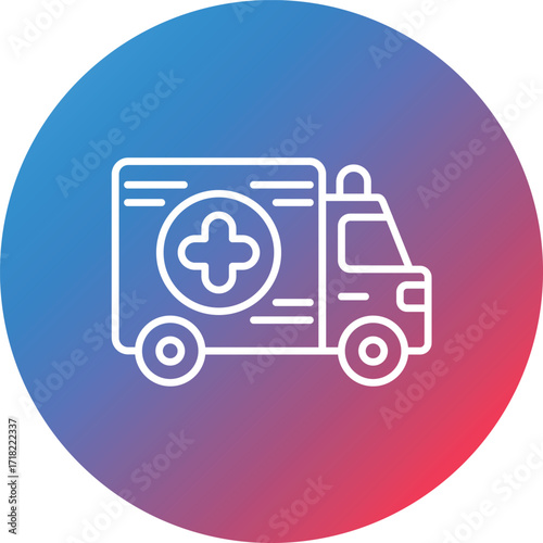 Ambulance Line Gradient Circle Background Icon