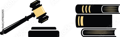 A gavel and law books illustrate the concept of justice and legal proceedings