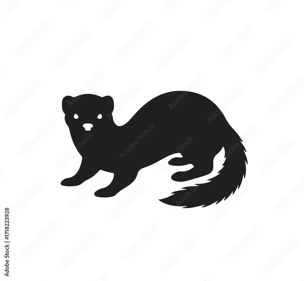 Fototapeta premium Ferret Silhouette vector isolated on a white background