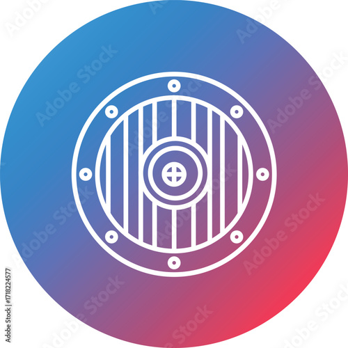 Old Shield Line Gradient Circle Background Icon