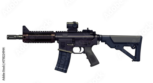 Military gun clipart, Cartoon war rifle, Rifle flat vector, Combat rifle isolated, Assault weapon art, Tactical rifle digital, Rifle graphic icon, Military weapon isolated, Assault rifle poster, Weapo