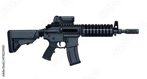 War gun vector, Military rifle cartoon, Automatic gun illustration, Firearm cartoon vector, Weapon graphic design, Assault rifle isolated image, Tactical weapon cartoon, Machine gun vector art, Rifle 