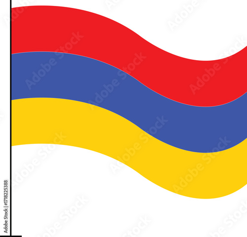 Waving armenian flag on a flagpole against a white background