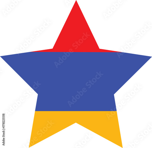 Red blue and yellow star symbolizing armenia
