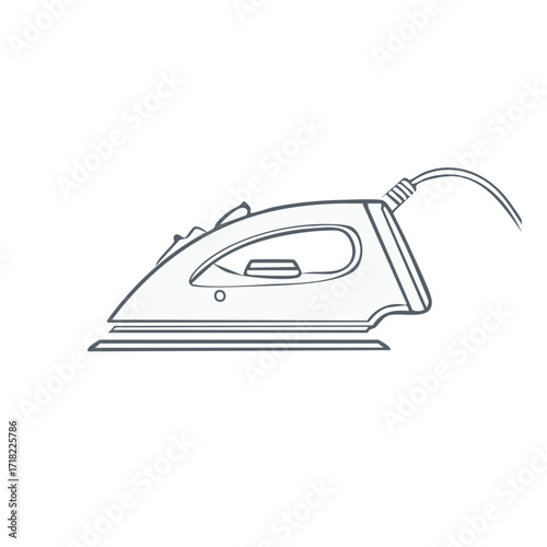 Steam Iron Outline Drawing Electrical Appliance for Clothing Care