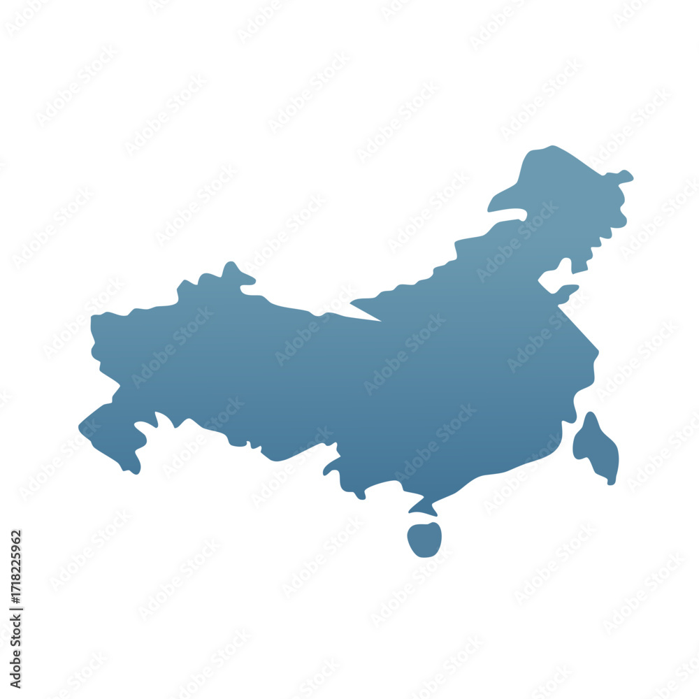 Fototapeta premium Stylized Blue Map Silhouette of Asian Continent Territory
