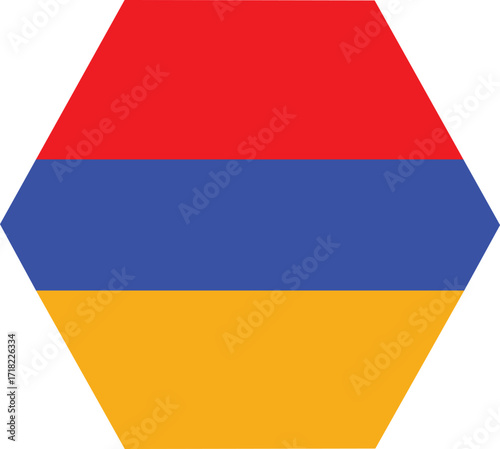 Hexagonal shape with the colors of the armenian flag