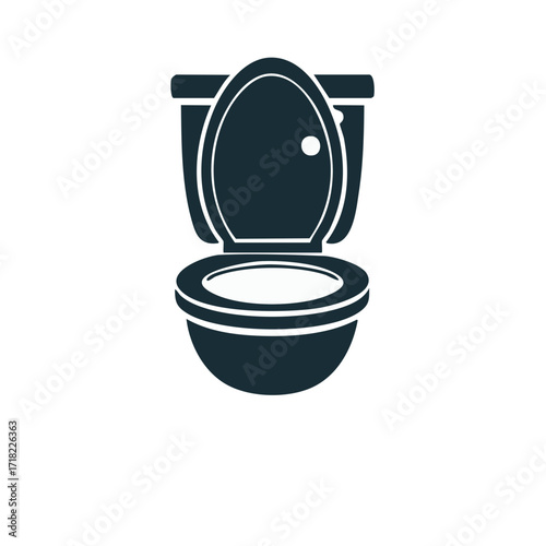 Toilet Open Seat Vector Icon: Plumbing Fixture, Restroom Bowl, Sanitary Equipment