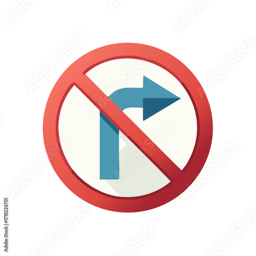 No Right Turn Traffic Sign Prohibition Symbol Directional Arrow