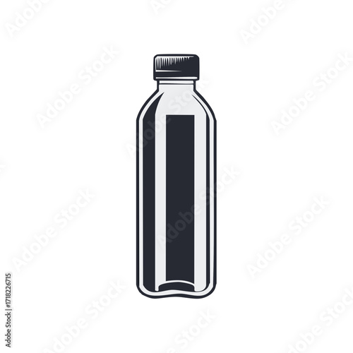 Minimalist graphic style illustration of a plastic water bottle with screw cap closure