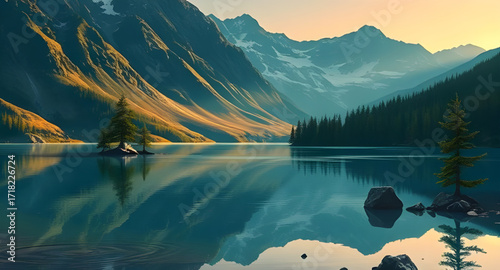 calm water lake wallpaper, mountain and sky background, natural lake scenery, misty mountains with lake, tranquil nature wallpaper, mountain river background, lake panorama wallpaper, landscape photo 