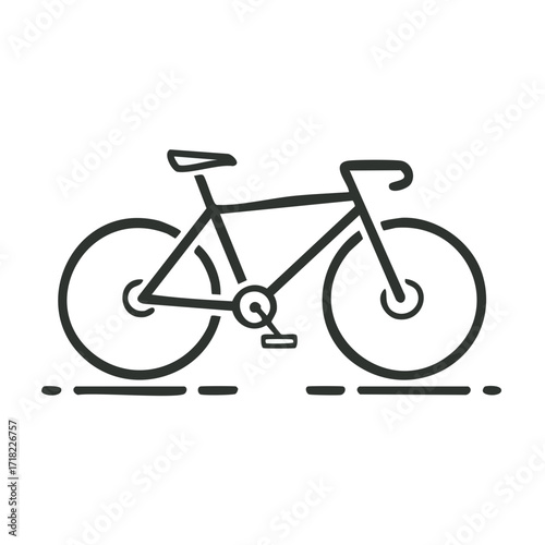 Minimalist bicycle outline icon with movement dashes stylized for cycling and outdoor activity