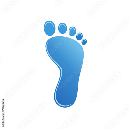 Blue Footprint Vector Illustration Isolated on White Background