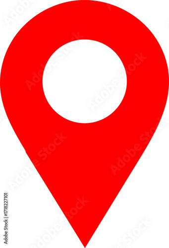 Red Location Pin Icon with White Center on White Background map pin location marker