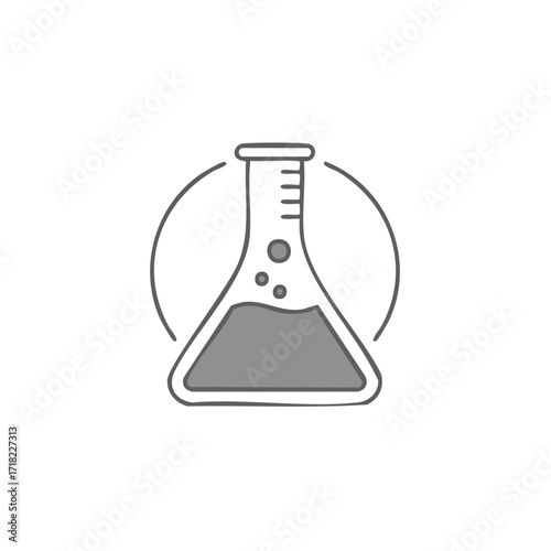 Chemistry Erlenmeyer flask icon, circle element, lab testing glassware drawing