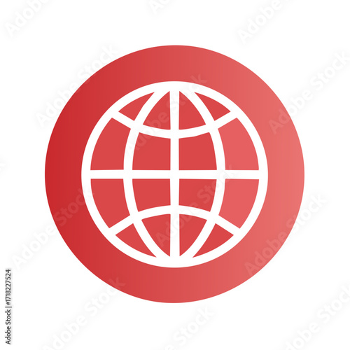 Stylized Red Globe Icon Represents Global Connections and Internet Access