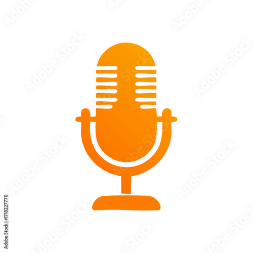 Orange retro microphone illustration against white background