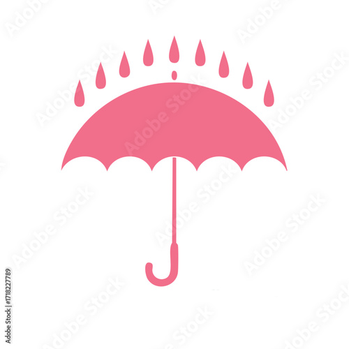 Simple Umbrella Shielded from Pink Raindrops Graphic Icon Design Element