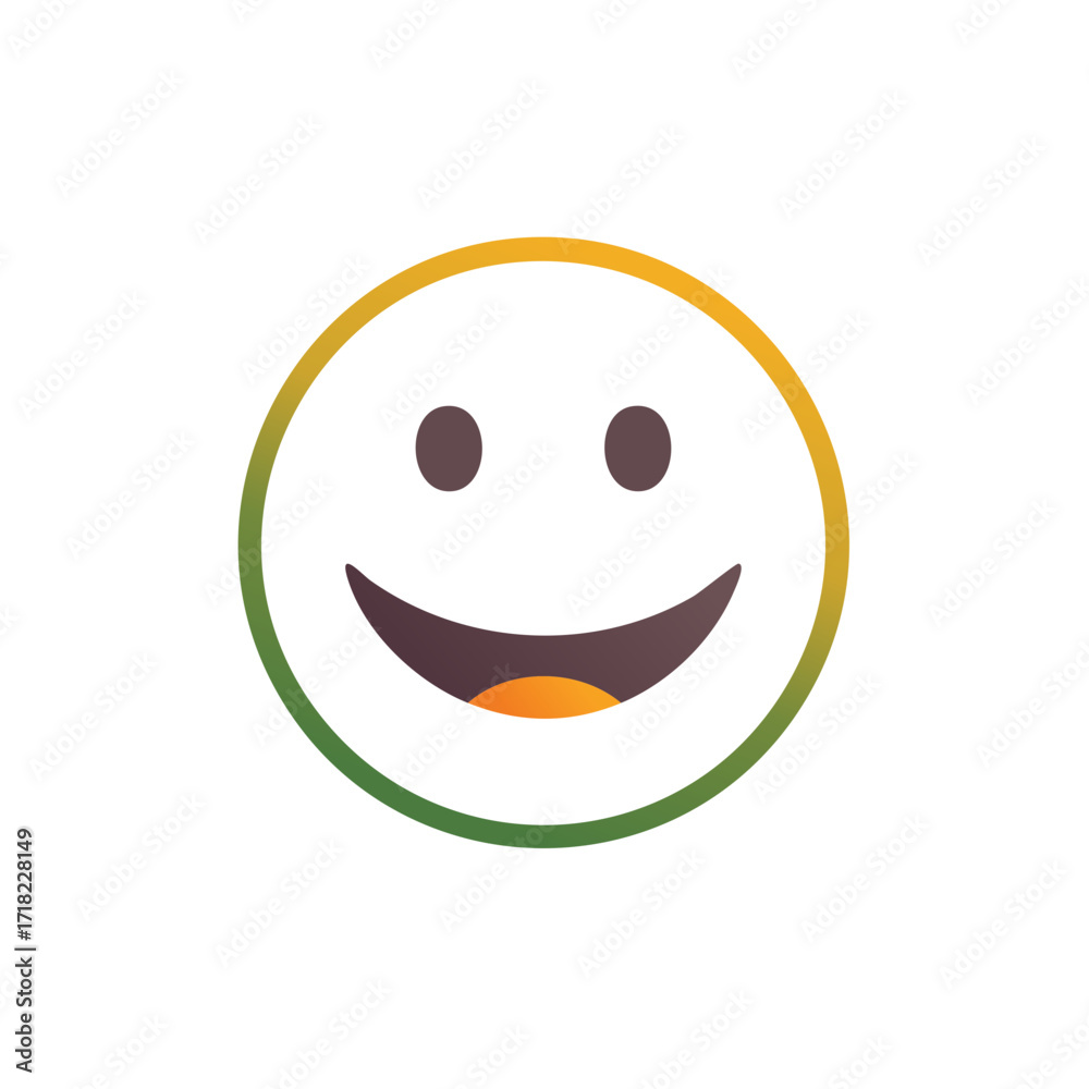 Fototapeta premium Happy smiley face icon with a gradient border representing joy and positivity