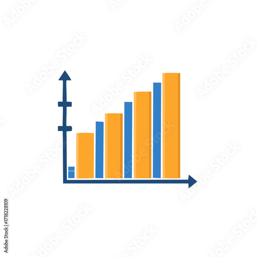 Rising bar graph illustration showing increasing values and growth concept